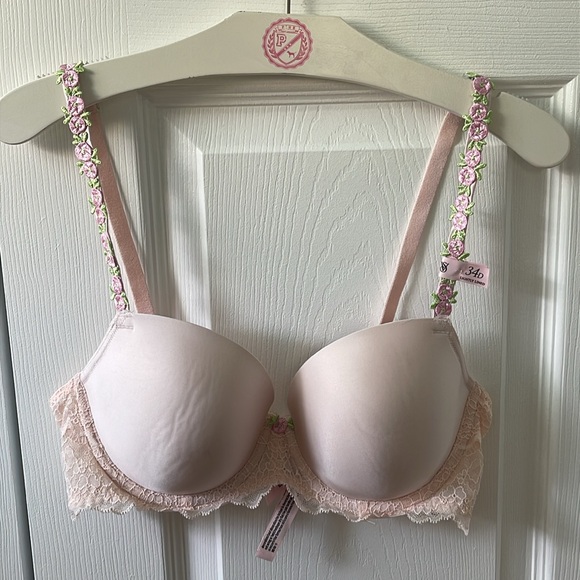 NWOT Victoria’s Secret Light Pink Rose Petal Strap Dream Angels Demi Bra - Picture 2 of 4
